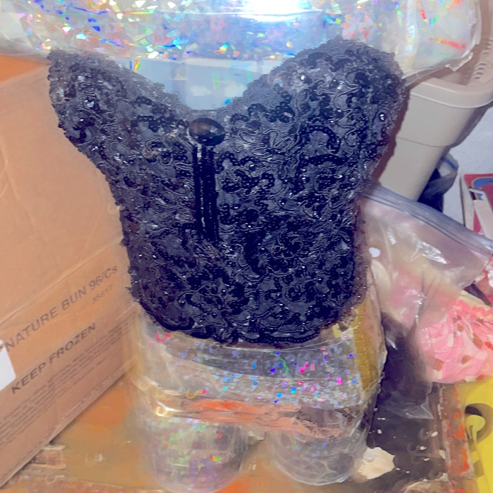 Vintage Dominique Black Corset Bra Top